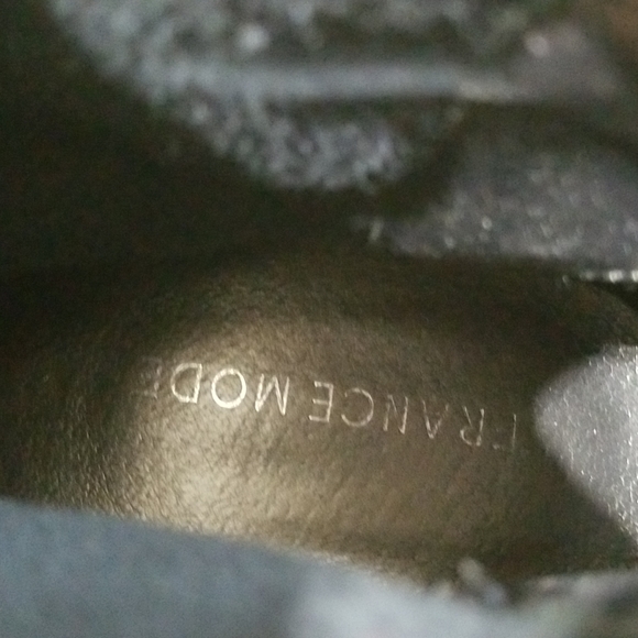 FRANCE MODE On Trend Blue Gray Black Mixed Media Booties with Straps - Picture 5 of 15